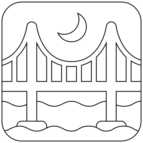 Bridge At Night Emoji Coloring Page